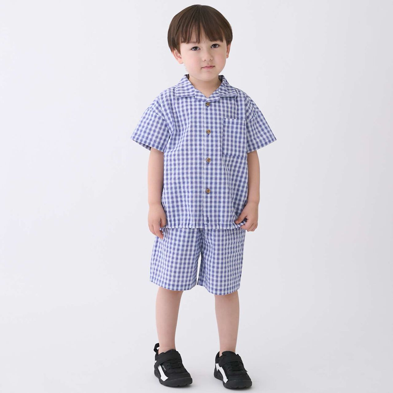Checkered Outfit Set,Blue, large image number 0