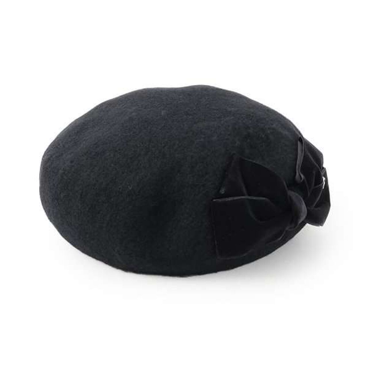 Velour Ribbon Beret Hat,Black, large image number 6