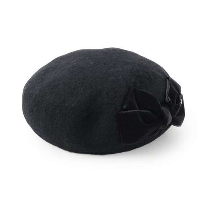 Velour Ribbon Beret Hat,Black, medium image number 6