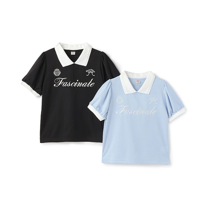 [UV Protection & Cool Touch] Collared Top,Sax blue, medium image number 11