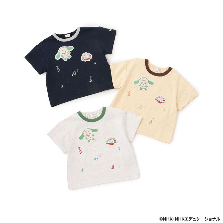[躲貓貓！] 音符刺繡短袖T恤,淡卡其色, medium image number 16