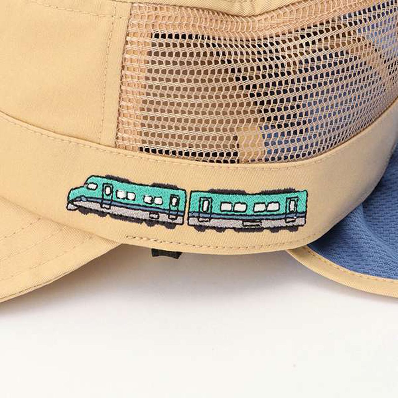 Train Embroidery Mesh Work Cap,Beige, large image number 4