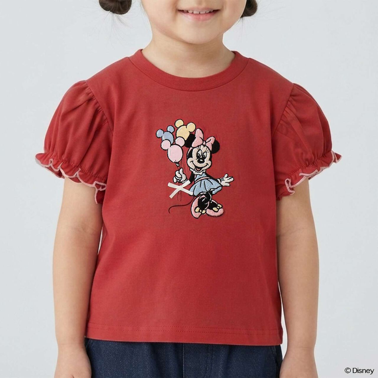 [Disney] 印花花邊短袖T恤,紅色, large image number 0