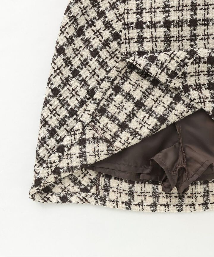 Tweed Lace-up Skirt,Black, medium image number 5