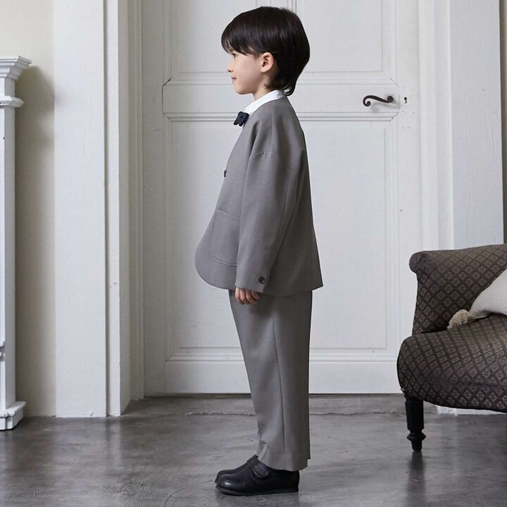 Semi-Formal No-Collar Jacket + Long Pants Set,Greige, medium image number 1