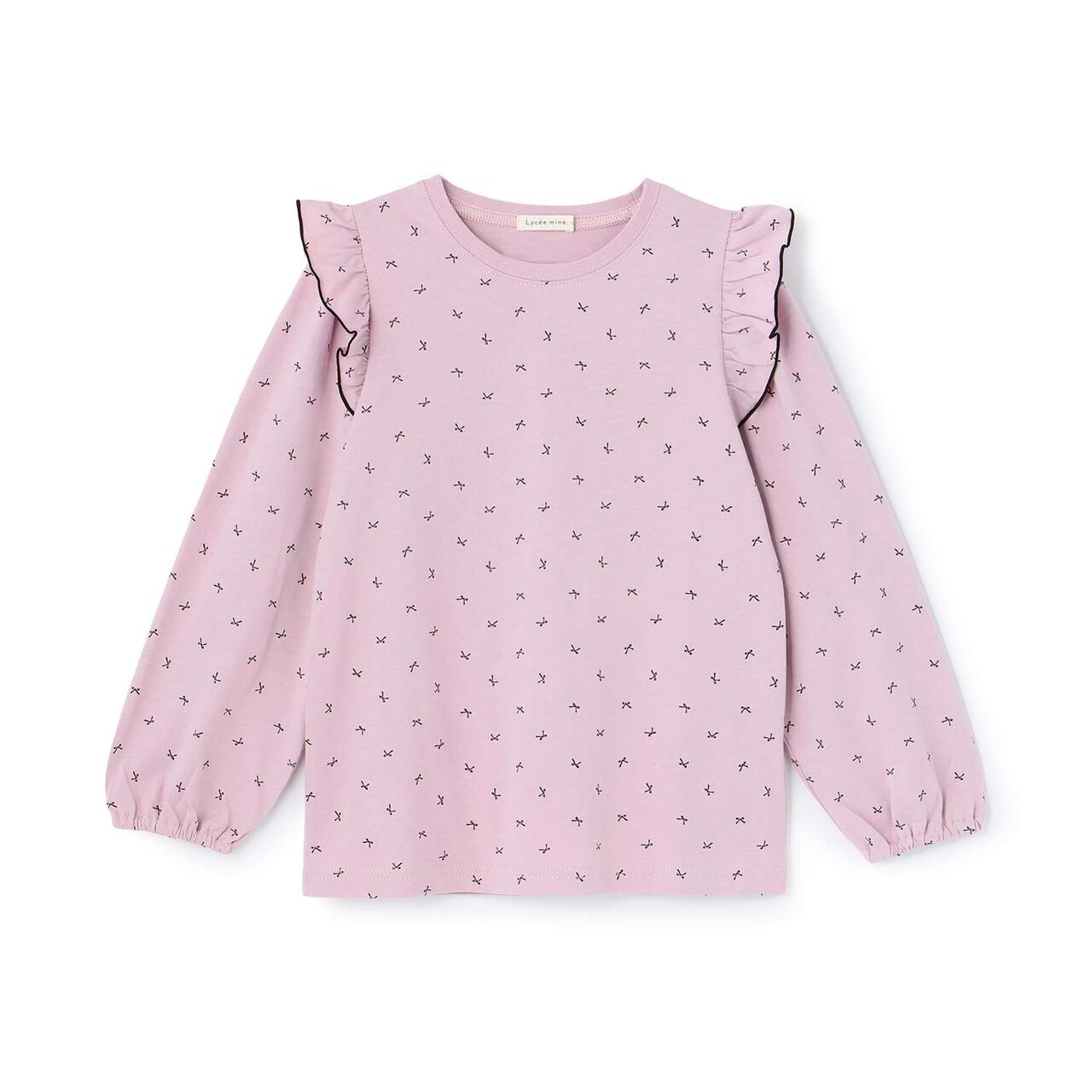 [100% Cotton] [Muteki T] [Stain Resistant/UV/Quick-Dry] Frilled Volume Sleeve All-Over Pattern T-Shirt for Girls [Kids],Blue gray, large image number 18