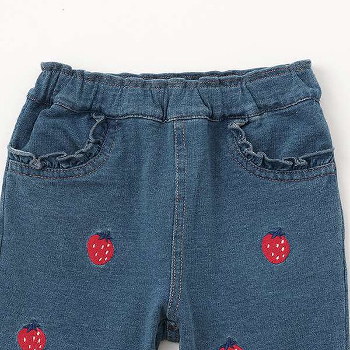 Strawberry Knit Denim Pants,Navy, medium image number 2