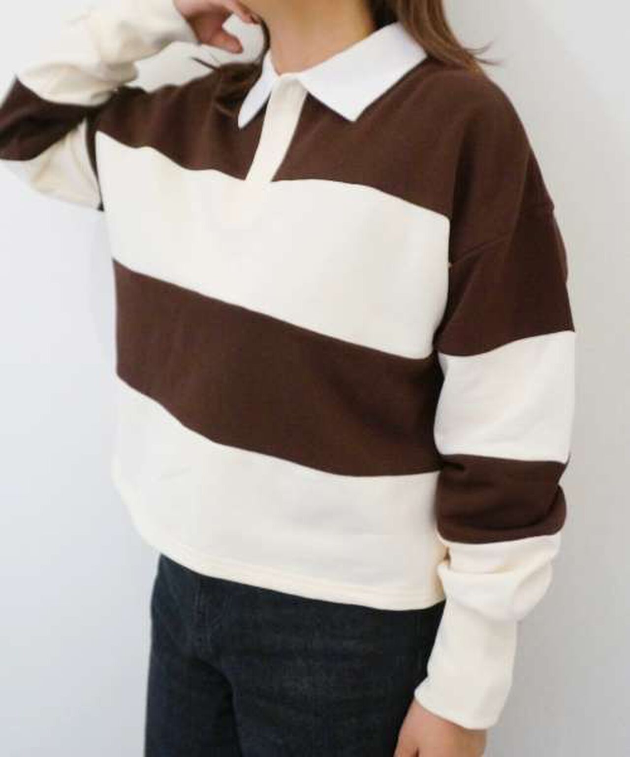 Sweatshirt Polo Shirt,Navy, large image number 14