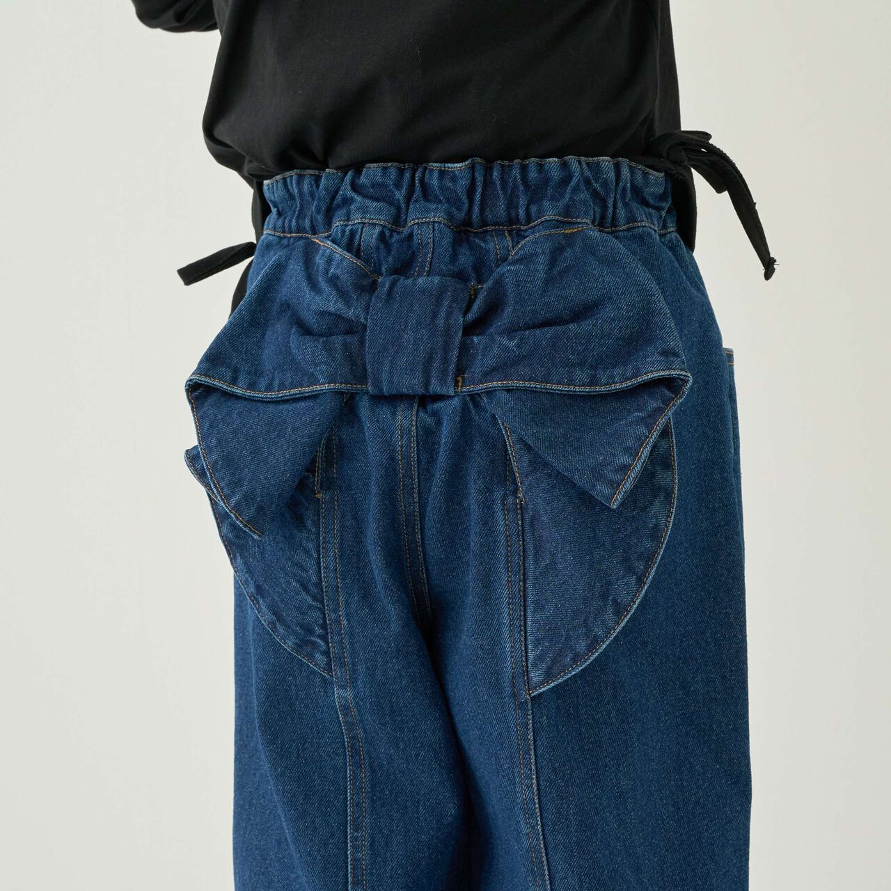 [Recommended for School] Back Ribbon Wide Pants for Girls [Kids' Clothing],Sax blue, large image number 1