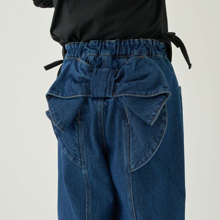 [Recommended for School] Back Ribbon Wide Pants for Girls [Kids' Clothing],Sax blue, medium image number 1