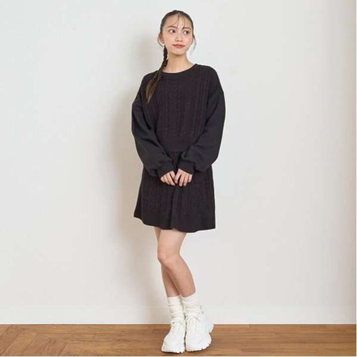 Cable Knit Set-Up,Black, medium image number 0