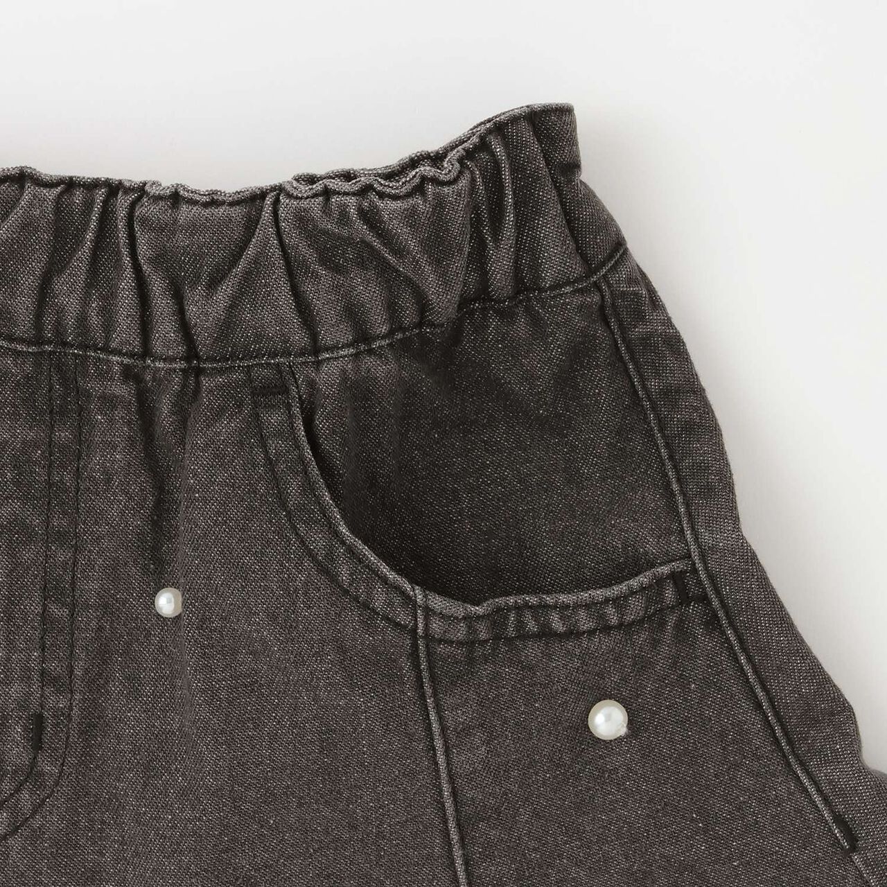 Pearl Denim Flare Skirt with Shorts,Blue, large image number 10