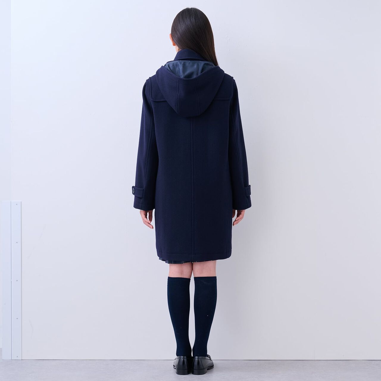 [Graduation Attire] Lightweight Quilted Lined Long Duffle Coat,Navy, large image number 8