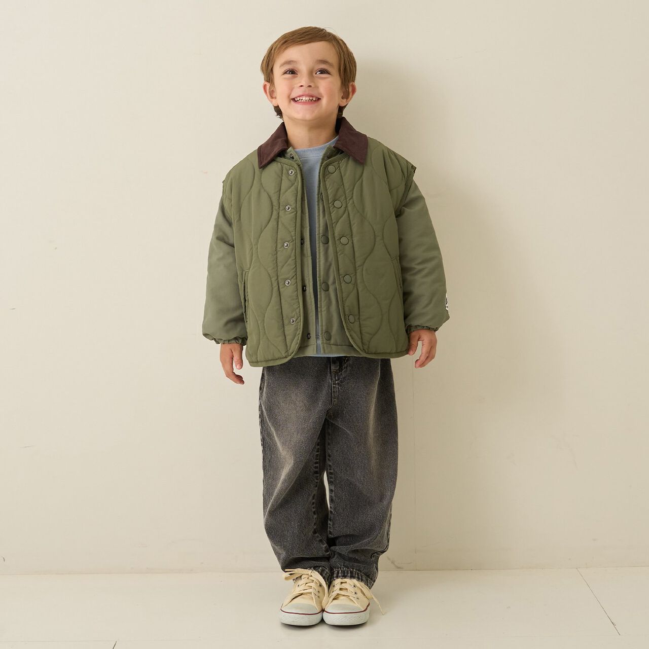 Free Combination Series Corduroy Collar Puff Jacket,Khaki, large image number 24
