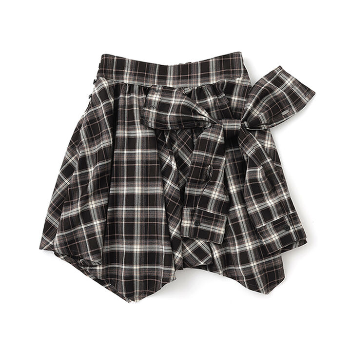 Knot Shirt Style Skirt with Shorts,Black, medium image number 3