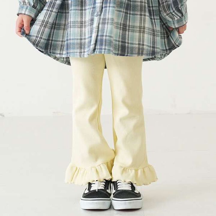 Anti-Stain Hem Frill Ribbed Pants,Charcoal gray, medium image number 19