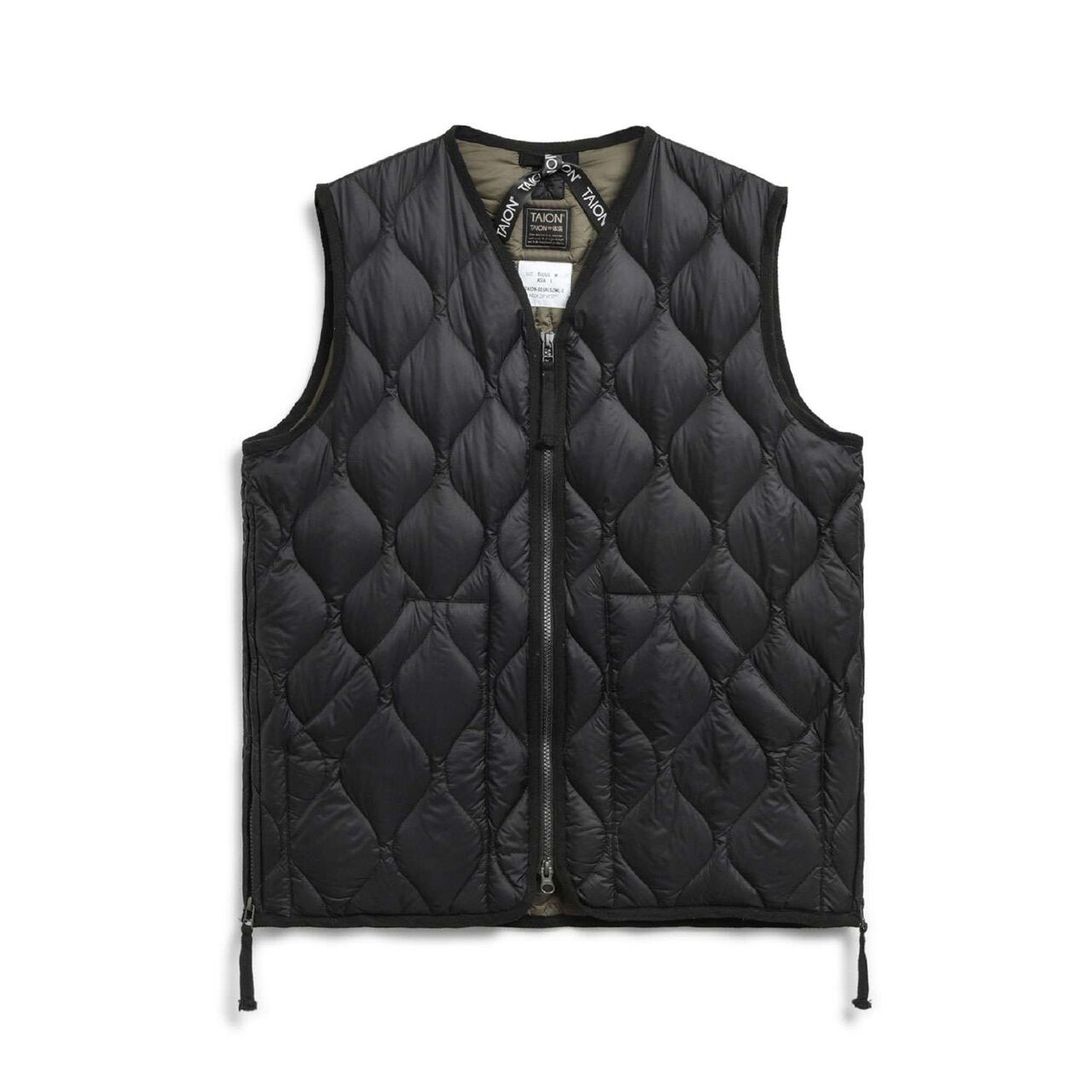 [Parent-Child Matching] [DAD] [TAION] Military V-Neck Down Vest,Black, large image number 3