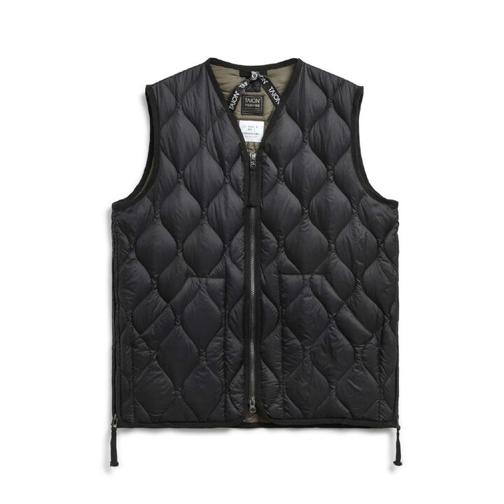 [Parent-Child Matching] [DAD] [TAION] Military V-Neck Down Vest,Black, medium image number 3