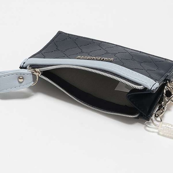 All-Over Pattern Ribbon Embossed Card Holder,Navy, medium image number 6