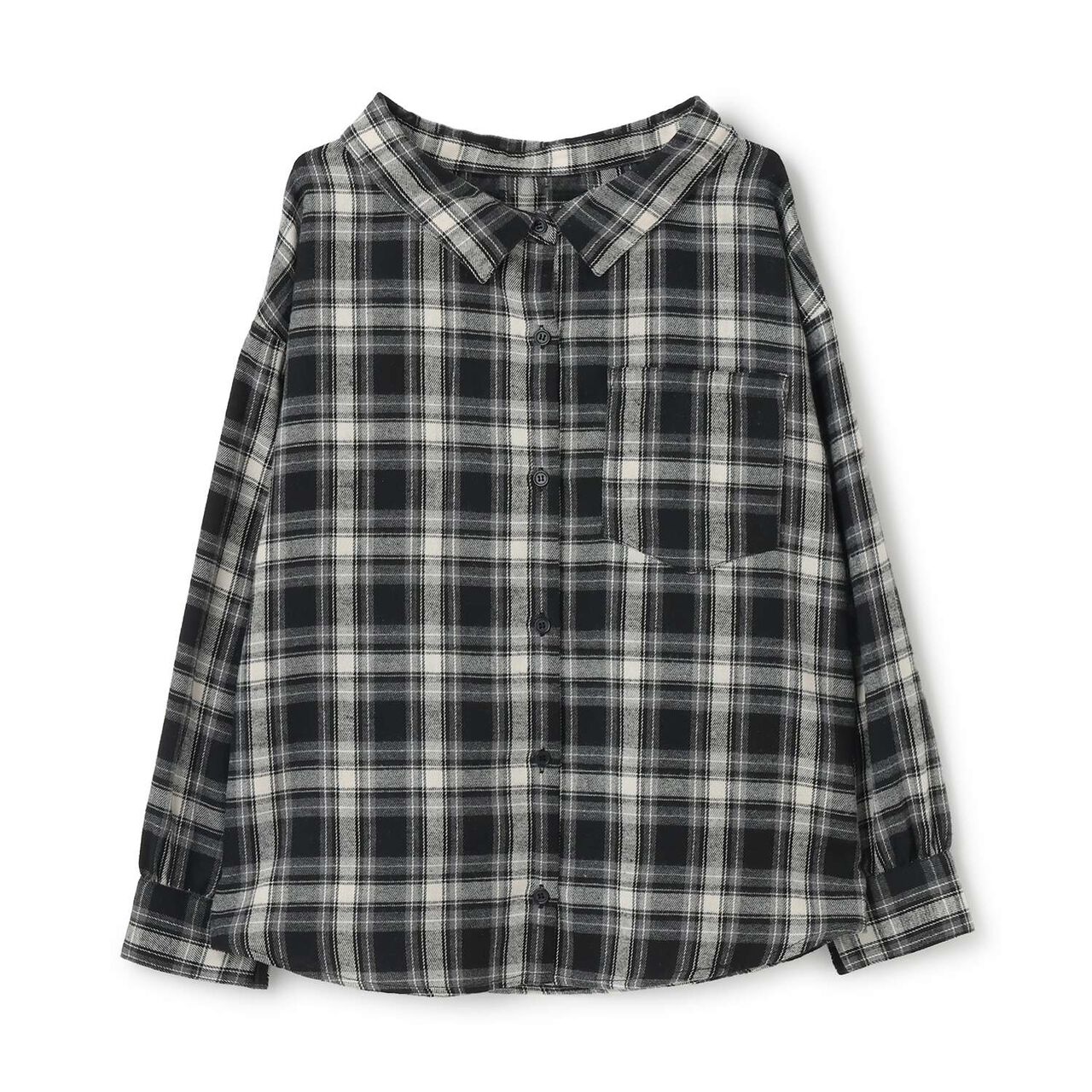 2 WAY Long-Sleeve Checkered Shirt Set,Black, large image number 15