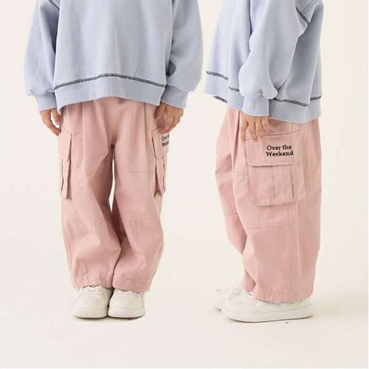 Tuck Wide Cargo Pants,Pink, medium image number 0