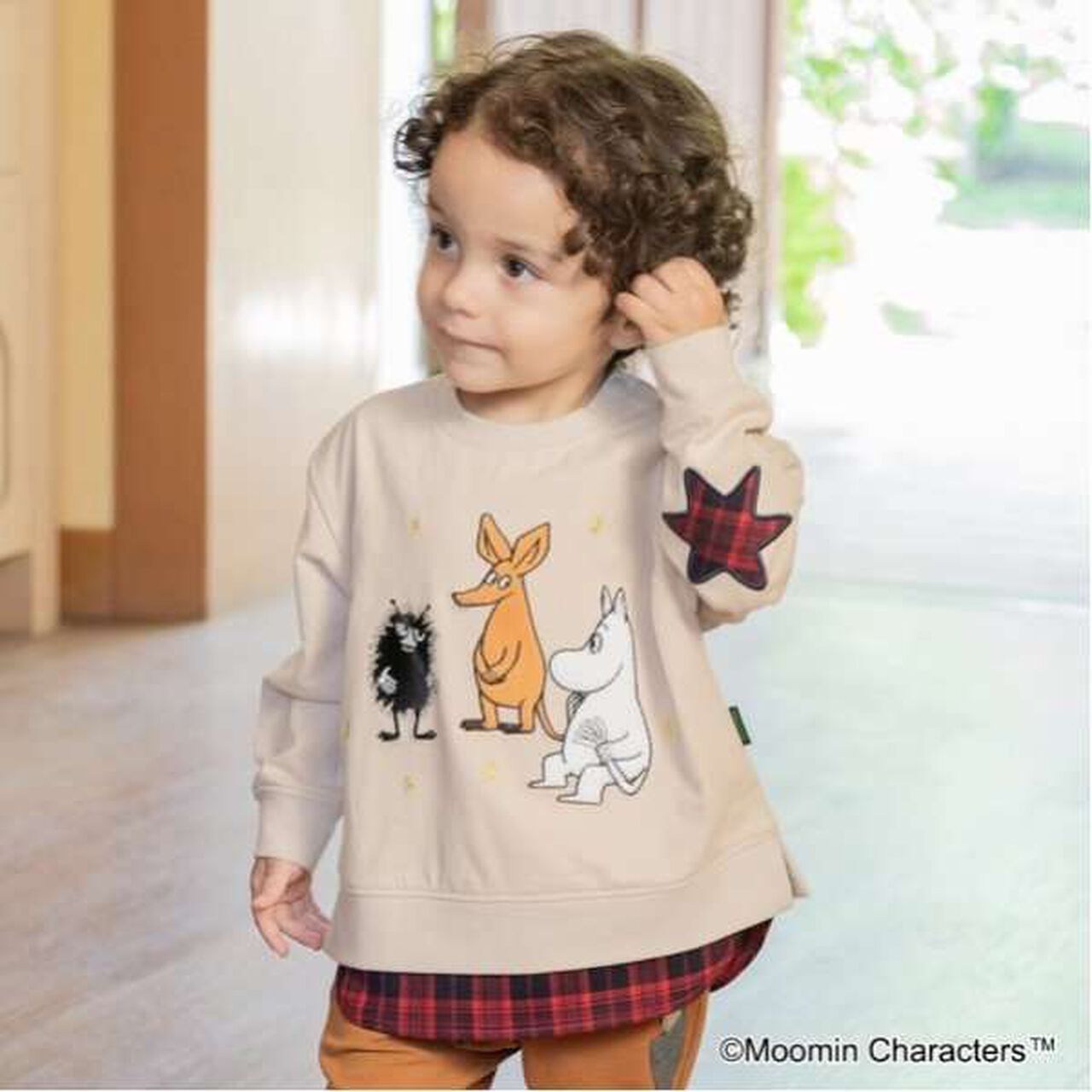 [MOOMIN] Long-Sleeve T-Shirt with Elbow Patches,Beige, large image number 0