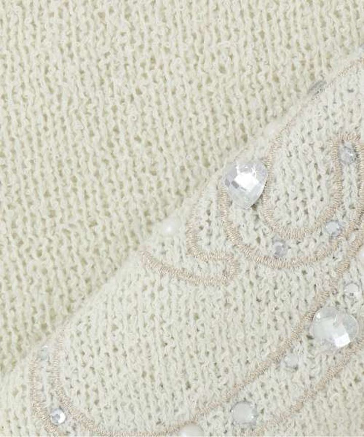 Jewel Logo Short-Sleeve Knitwear,Ivory, medium image number 13