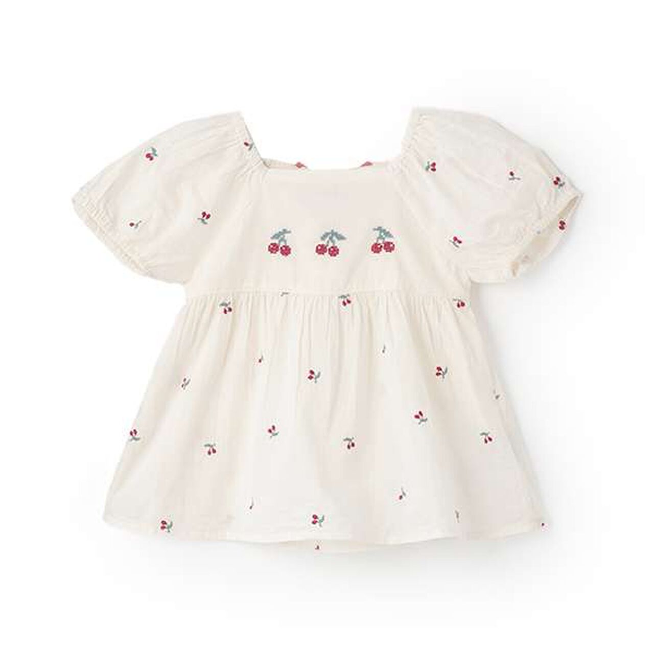 Cherry Embroidery Puff Blouse,Ivory, large image number 16