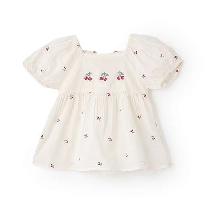 Cherry Embroidery Puff Blouse,Ivory, medium image number 16