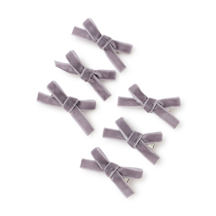 Velour Ribbon Mini Clip Set of 6,Black, medium image number 12