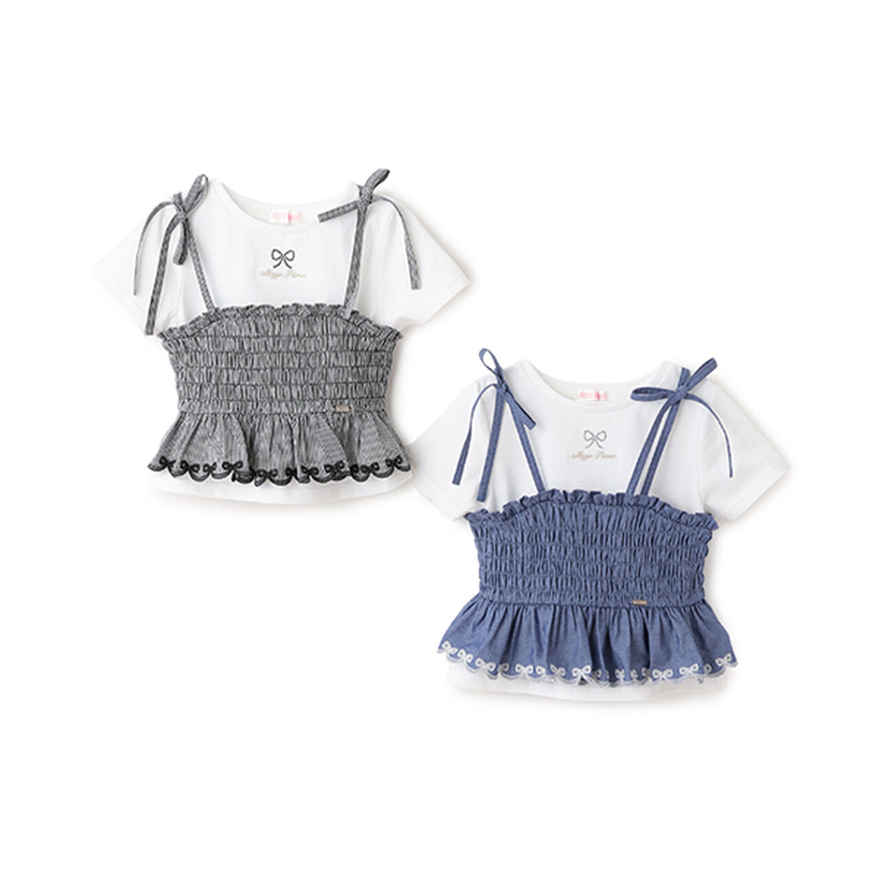 Cutwork Camisole Tunic & T-Shirt Set,Blue, large image number 10