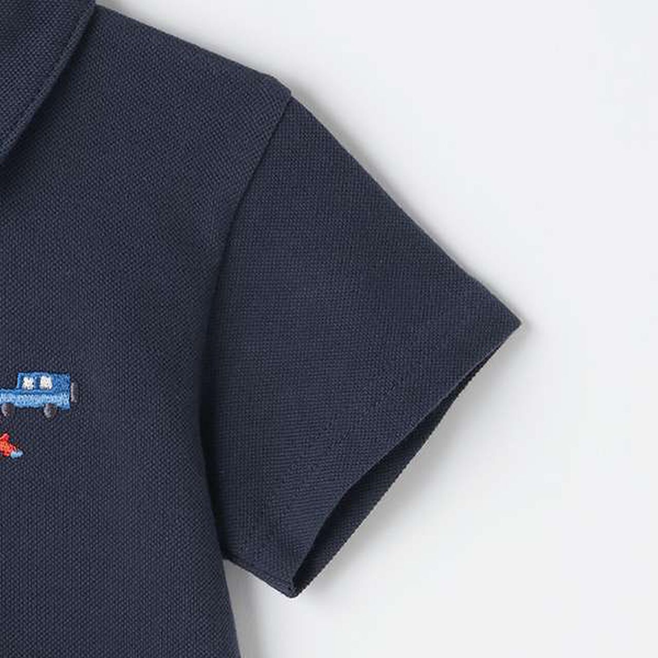 Vehicle Embroidery Short-Sleeve Polo Shirt,Off white, large image number 5