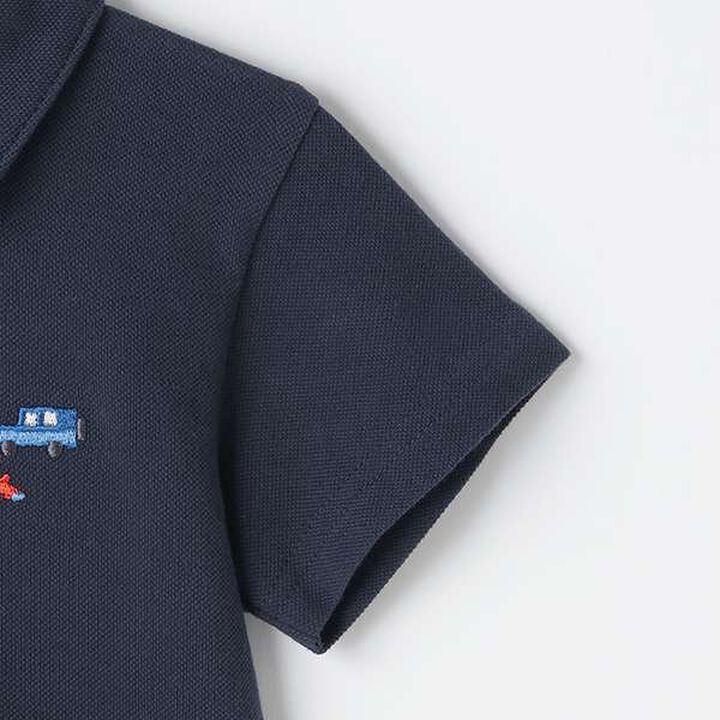 Vehicle Embroidery Short-Sleeve Polo Shirt,Off white, medium image number 5