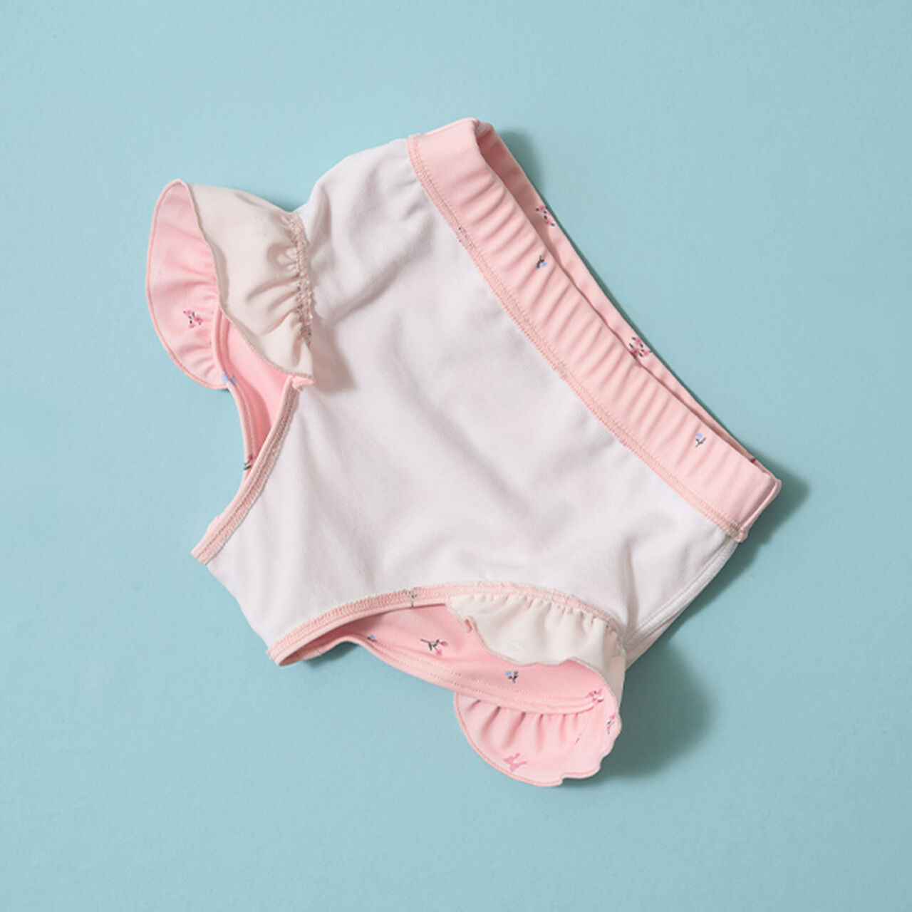 [SWIM] [UV Processing] Floral Pattern Frill Rash Guard & Pants Set,Black, large image number 14