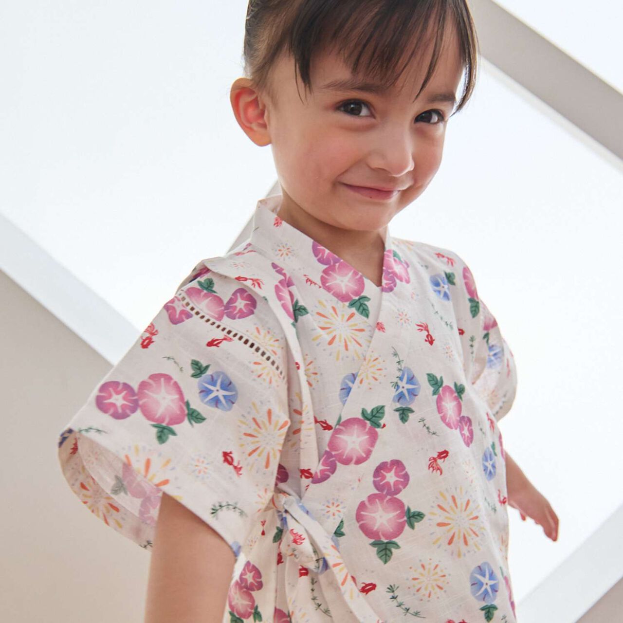 [Web Exclusive] GIRLS All-Over Pattern Jinbei,Navy, large image number 3