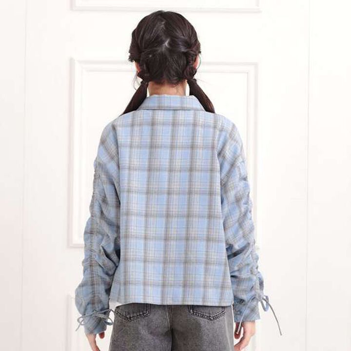 [Set Item] Brushed Checkered Shirt + Long Sleeve T-Shirt,Sax blue, medium image number 3