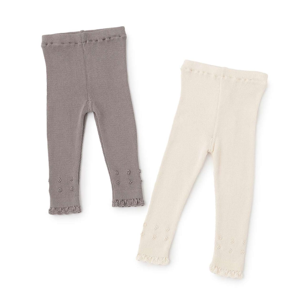 Organic Ribbed Knit Leggings [Made in Japan],Pearl white, large image number 5