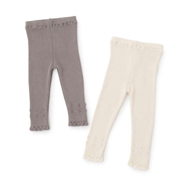 Organic Ribbed Knit Leggings [Made in Japan],Pearl white, medium image number 5