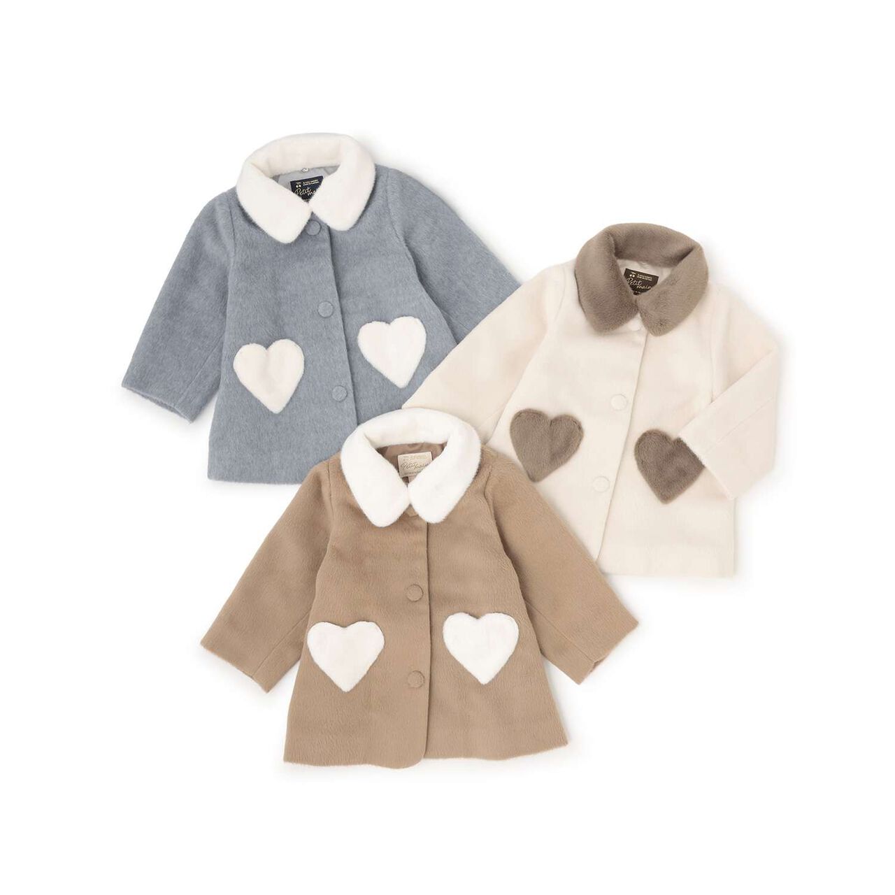 Faux Fur Collar Heart Pocket Coat,Gray, large image number 12