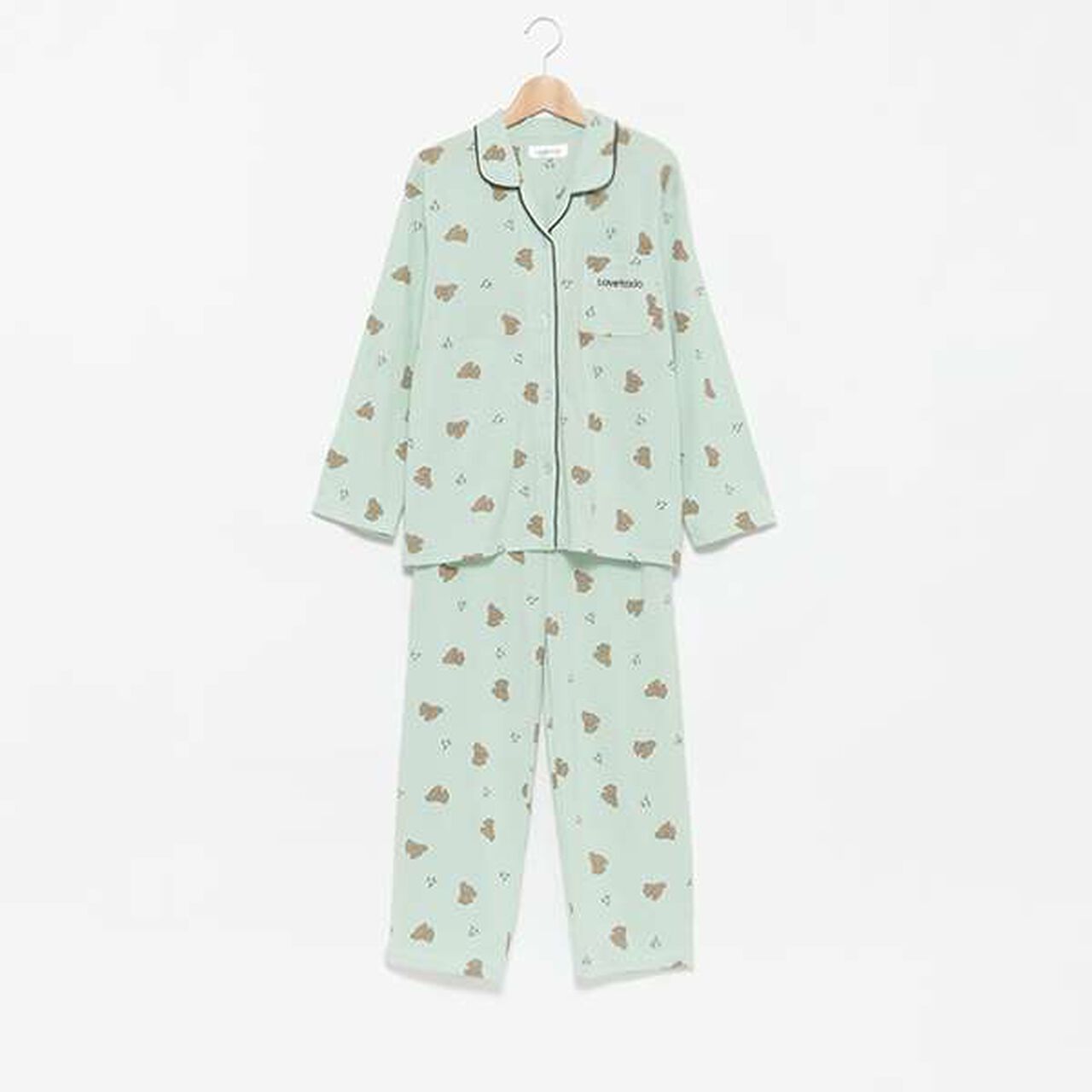 Dog Print Long Pants Pajama,Light green, large image number 0