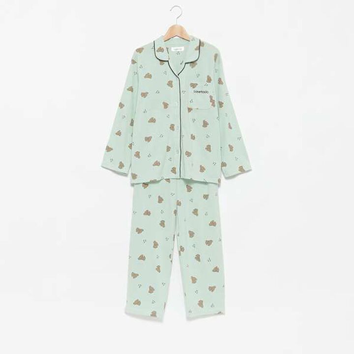 Dog Print Long Pants Pajama,Light green, medium image number 0