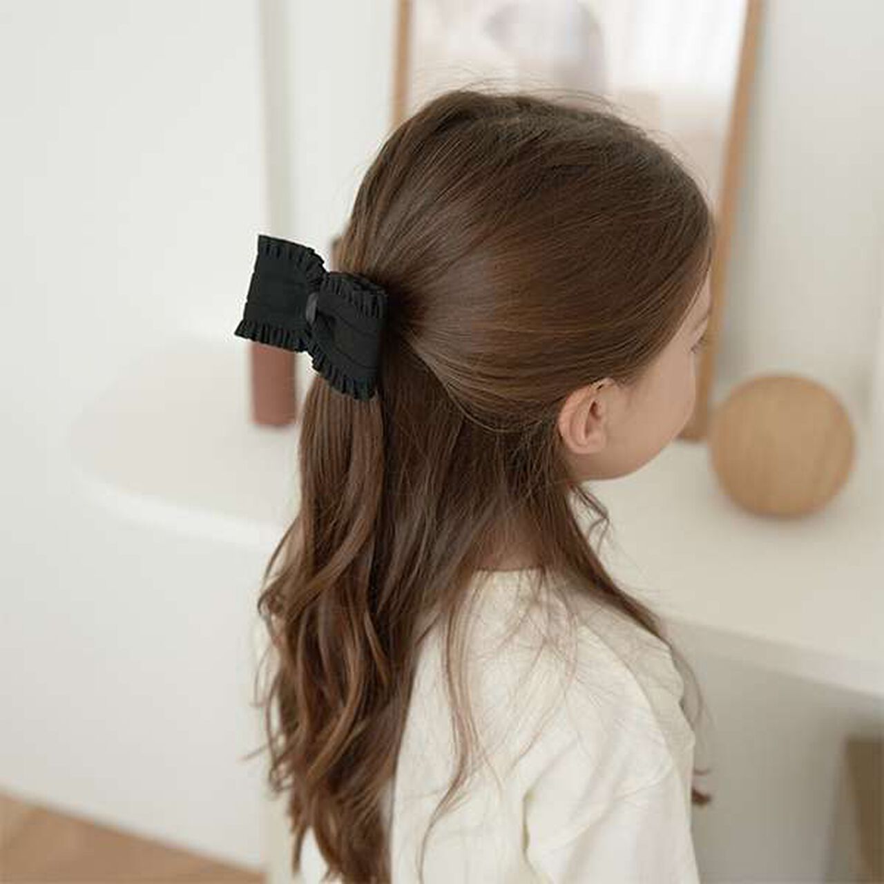 Frill Ribbon Hair Tie,Red, large image number 3