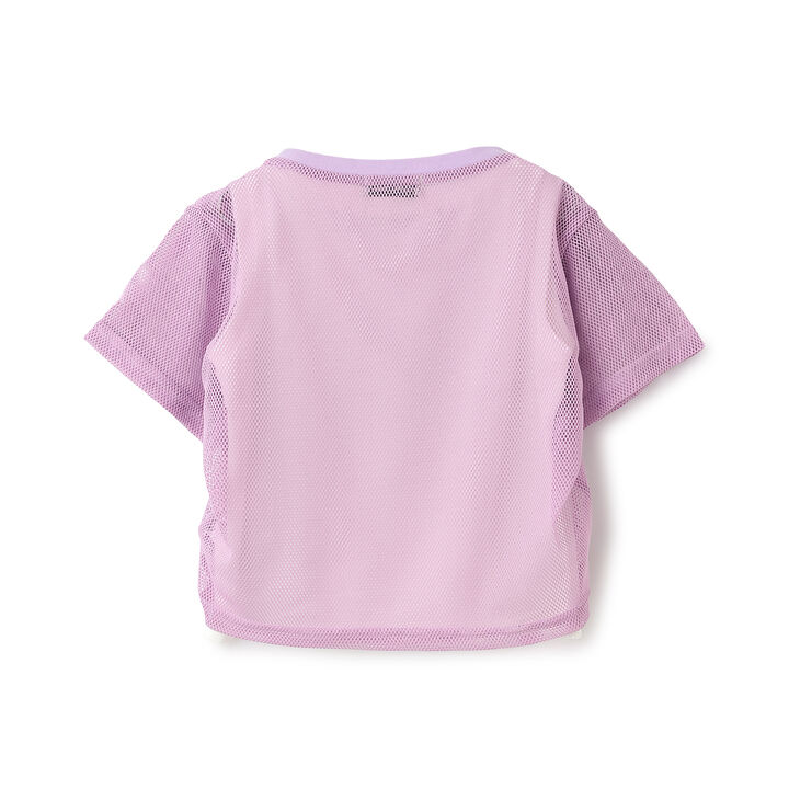 [Inner Lining Included] Mesh Drawstring Short Sleeve T-Shirt,Lavender, medium image number 16