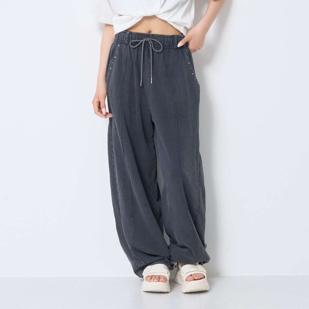 [LTXC/100% Cotton] Back Logo Curve Sweatpants,Top gray, large image number 10