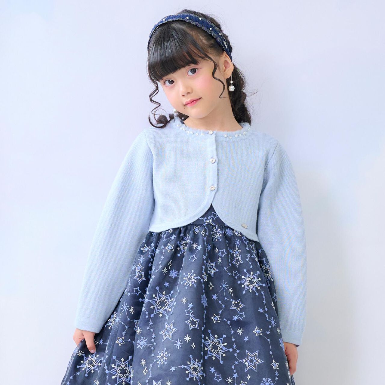 Lame Knit Bolero,Sax blue, large image number 0