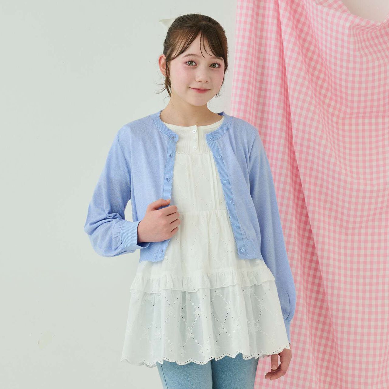 Lame Knit Cardigan♪,Light blue, large image number 0