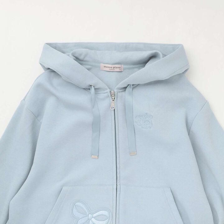 Ribbon Appliqué Double Zip Parka,Ivory, medium image number 2