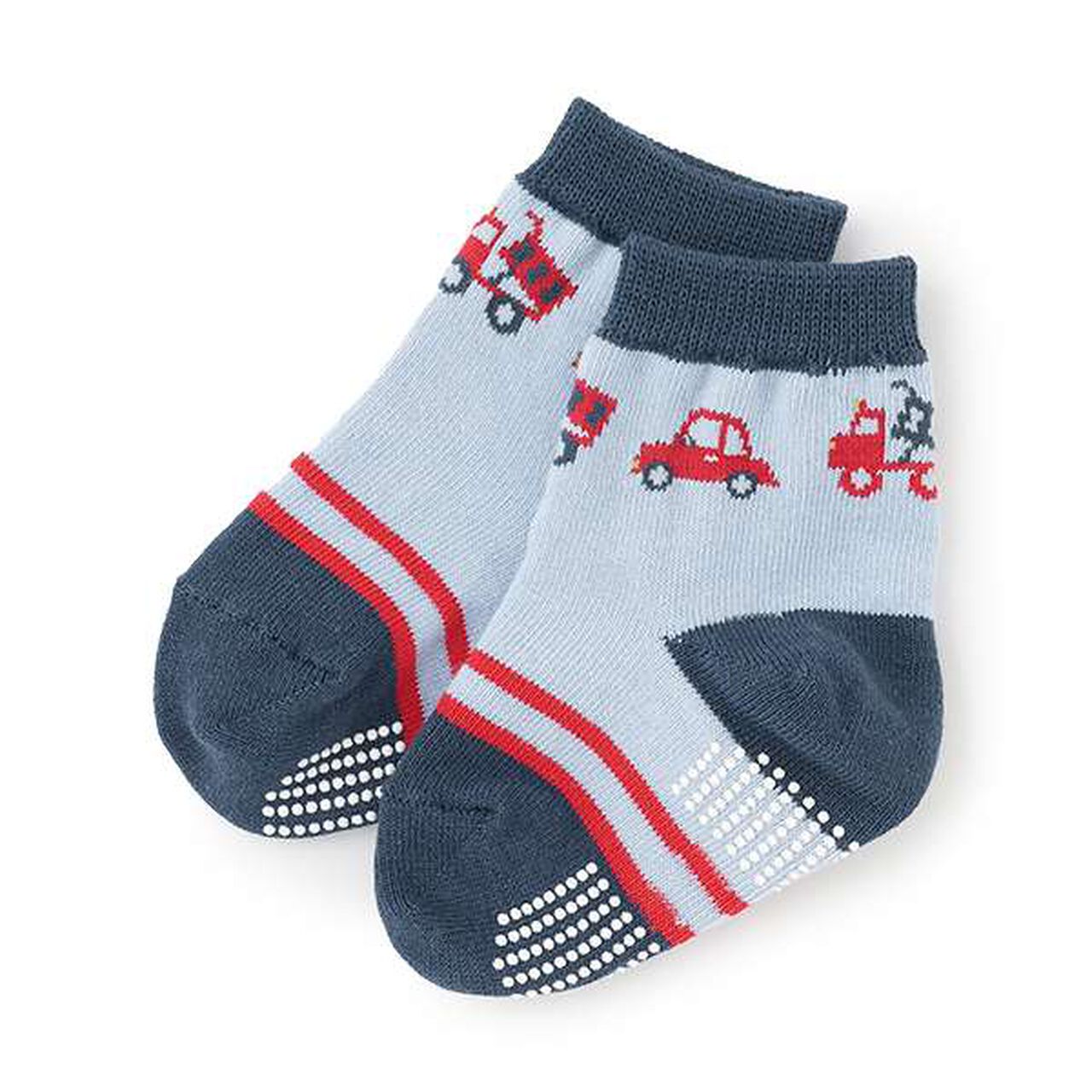 Car Pattern Crew Socks,Off white, large image number 8