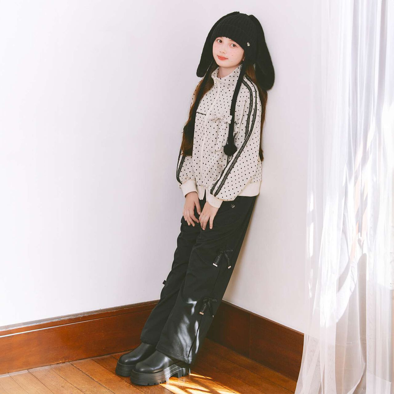 Dot Jacquard Jacket (with Ribbon Brooch),Black, large image number 13