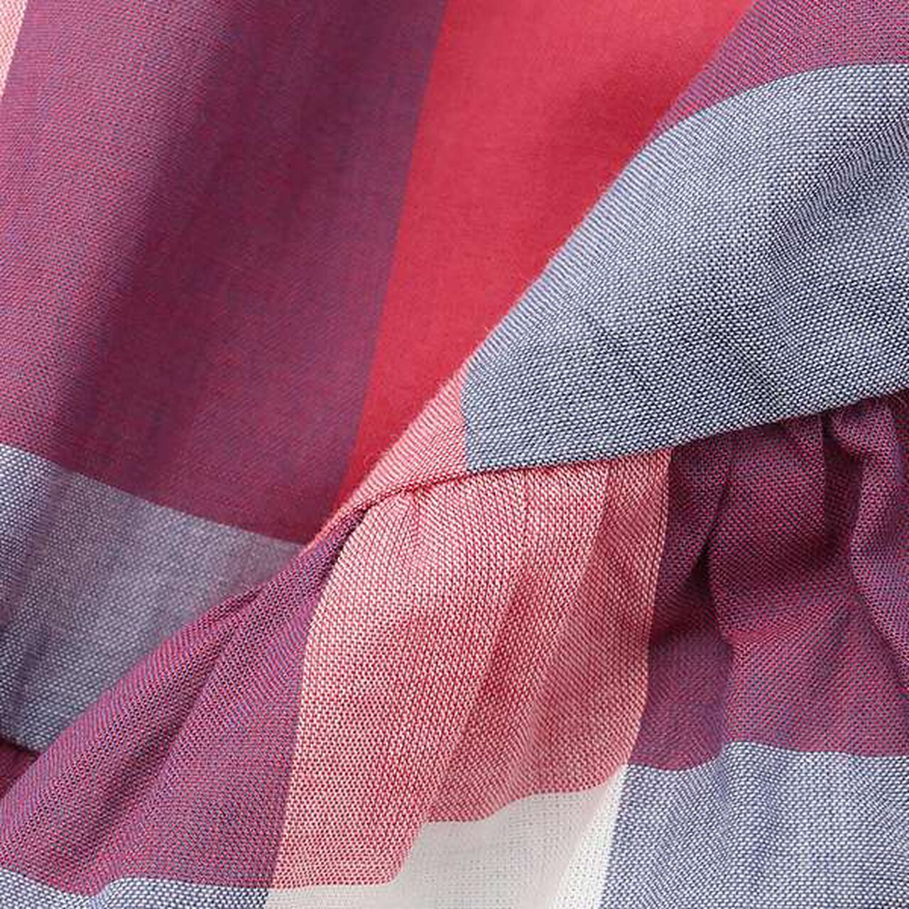 [Link] Off-Shoulder Check One-Piece Dress,Red, large image number 5